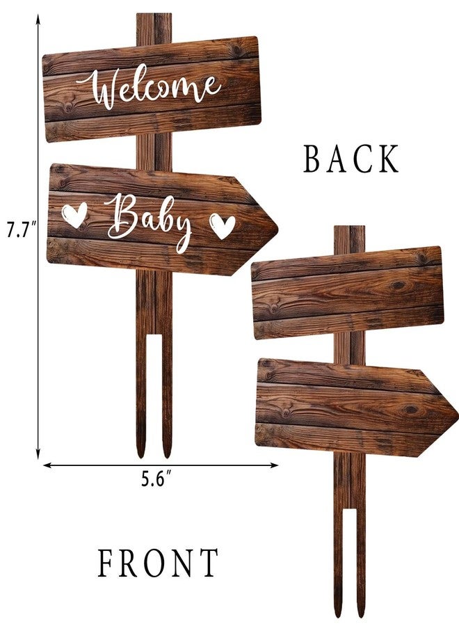 Senfaro Rustic Welcome Baby Cake Topper in Wood Boy or Girl Announcement Neutral Wooden Cake Decoration for Baby Shower, Gender Reveal Party Decorations - Image 3